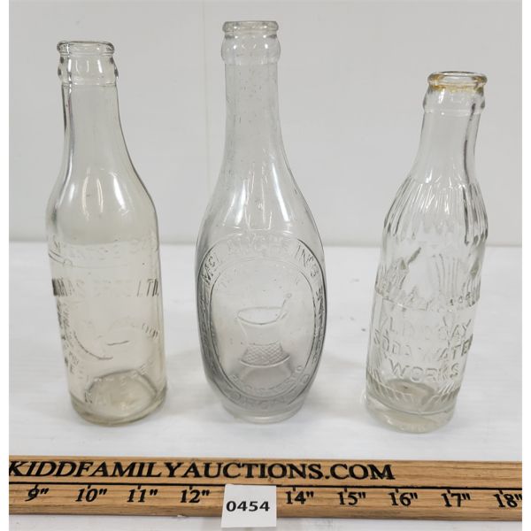 LOT OF 3 - THOMAS BROS., LINDSAY SODA WATER WORKS & MCLAUGHLIN'S WATERS