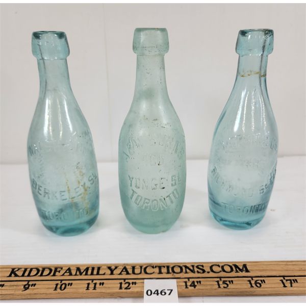 LOT OF 3 - EMBOSSED BOTTLES - INCL BEAVER & IMPERIAL SODA WATER WORKS 