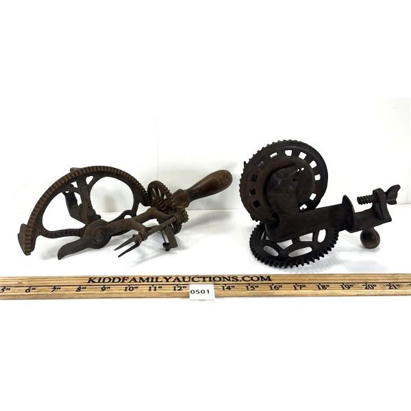 LOT OF 2 - ANTIQUE APPLE PEELERS