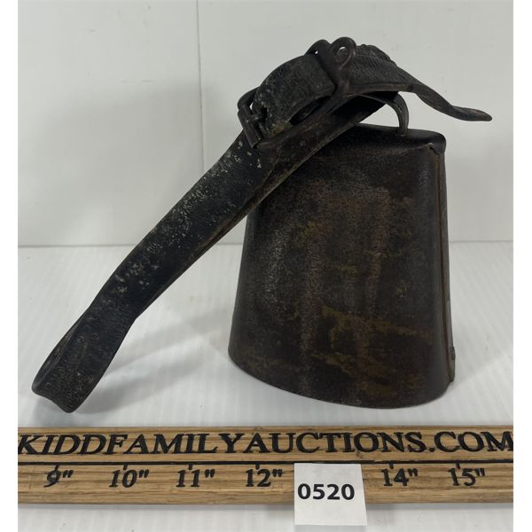 BRASS COW BELL W/ LEATHER WRIST STRAP