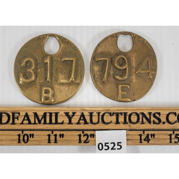 LOT OF 2 - BRASS ID TAGS