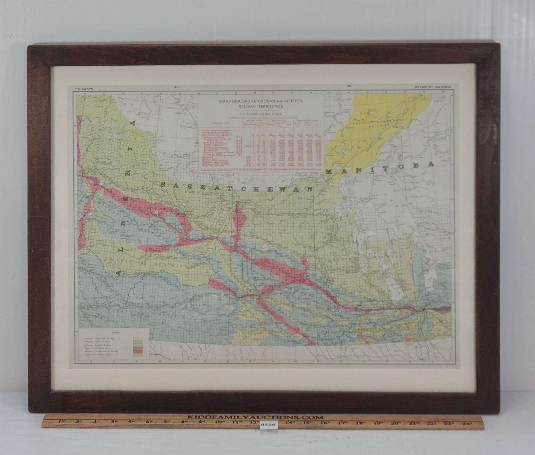MANITOBA, SASKATCHEWAN & ALBERTA RAILWAY TERRITORIES FRAMED MAP
