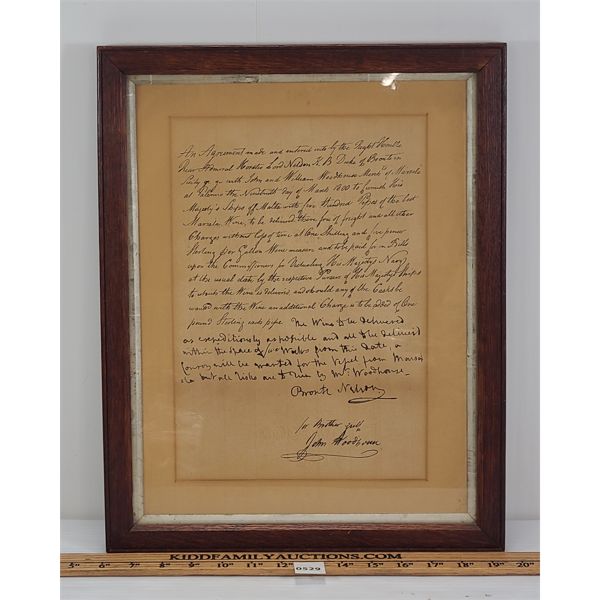 FRAMED SUPPLY CONTRACT - DATED MARCH 1800