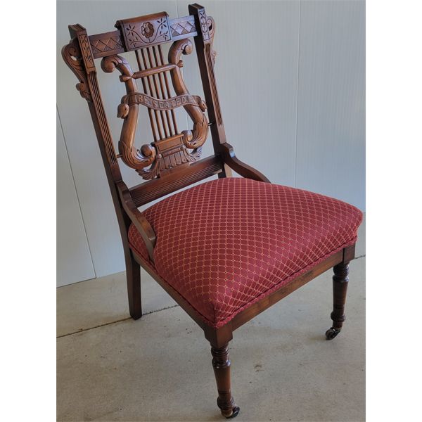 ORNATE CARVED MUSICIANS CHAIR 