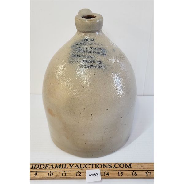 JOHN THOMPSOM FAMILY LIQUOR & PROVISION MERCHANT STONEWARE JUG - OTTAWA, ONT 