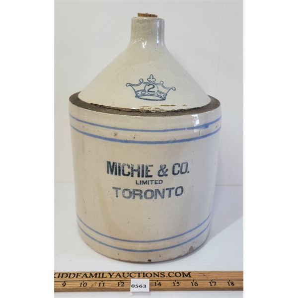 MICHIE & CO. CROWN MERCHANT 2GAL STONEWARE JUG - TORONTO, ONT