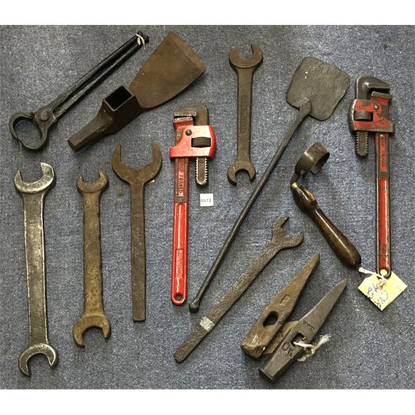 JOB LOT - ANTIQUE TOOLS - INCL CNR MONKEY WRENCHES, ETC. 