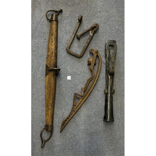 JOB LOT - ANTIQUE TOOLS - INCL SLEIGH BRAKE, YOKE, ETC. 