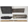 Image 1 : LOT OF 4 - CAST IRON STOVE PARTS & HOUSEHOLD NAME PLATES