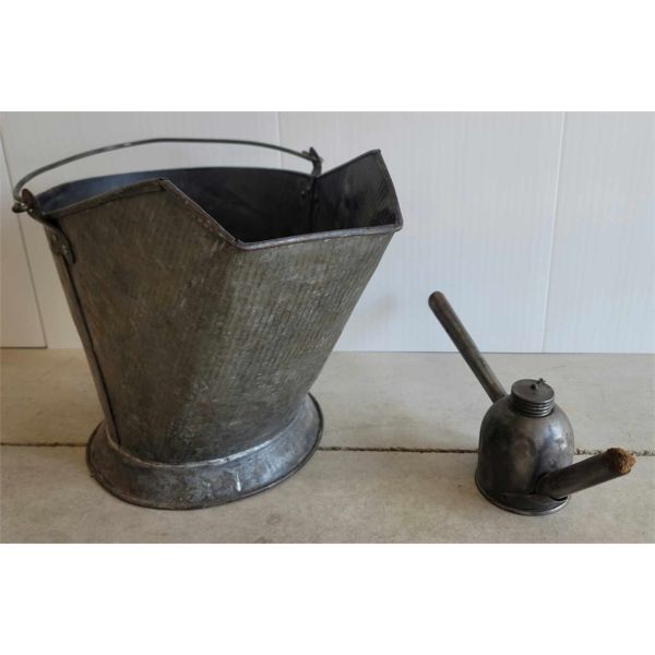 LOT OF 2 - CNR COAL SCUTTLE & OILER