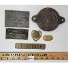 Image 1 : LOT OF 6 - BRASS & CAST IRON NAME PLATES & TAGS - INCL UXBRIDGE, BRIDGEBURG, ETC