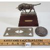 Image 1 : LOT OF 3 - SIGGY PUCHTA BULL STATUE - EMBOSSED METAL PCS 