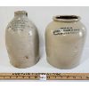 LOT OF 2 - BASSEVILLE QUEBEC MERCHANT STONEWARE JUG & JAMES LEASK OPEN TOP CROCK - TORONTO, ONT