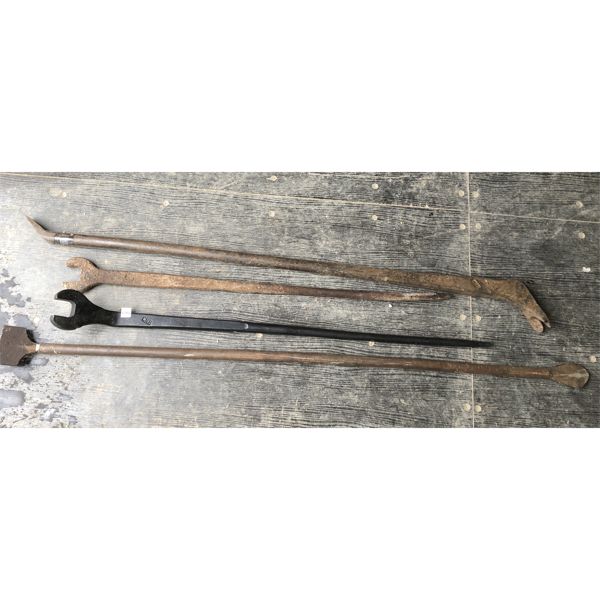 LOT OF 4 - MISC RAILWAY TOOLS - INCL CNR SWITCH WRENCH, ETC