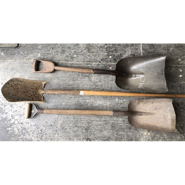 LOT OF 3 - RAILWAY SHOVELS - INCL MICHIGAN CENTRAL, CNR, ETC