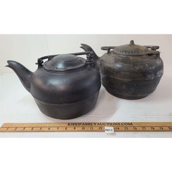 LOT OF 2 - CAST IRON CHOWN & CUNNINGHAM & J. O. MCCLARY KETTLES