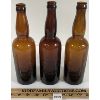 Image 1 : LOT OF 3 - O'KEEFE EMBOSSED AMBER BLOB TOP BOTTLES