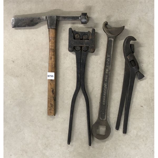 LOT OF 4 - HYDRANT WRENCH - IRON WORKS TOOL, ETC.