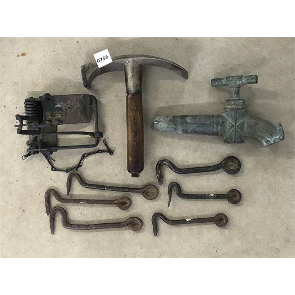 JOB LOT - HAND ADZE - ANTIQUE TRAP - SPIGOT, ETC.