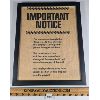 Image 1 : IMPORTANT NOTICE FRAMED POSTER