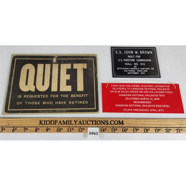 LOT OF 3 - MISC SIGNS - INCL CNR & U.S. MARITIME COMMISSION