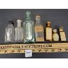 Image 2 : LOT OF 7 - MISC EMBOSSED APOTHECARY BOTTLES - INCL HEPATICA & BELLADONNA LEAVES EXTRACT, ETC.