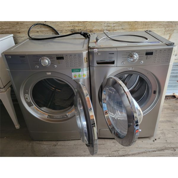 LOT OF 2 - LG TROMM FRONT LOAD WASHER & DRYER - STACKABLE