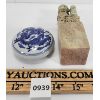 Image 2 : CARVED STONE SEAL STAMP W/ PORCELAIN DRAGON INK POT
