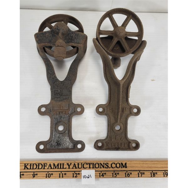 LOT OF 2 - CAST IRON DOOR ROLLERS