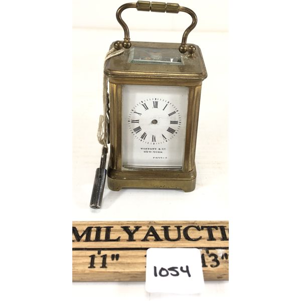 TIFFANY & CO. MINI CORNICHE STYLED BRASS CLOCK