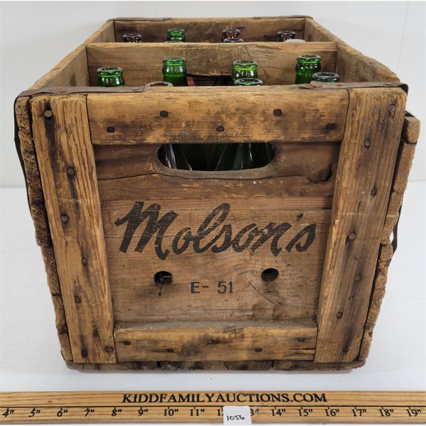 LOT OF 15 - MOLSON'S CRATE W/ BOTTLES - INCL PAPER LABELS