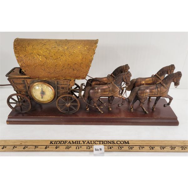 UNITED CLOCK CORP COVERED WAGON LAMP / CLOCK