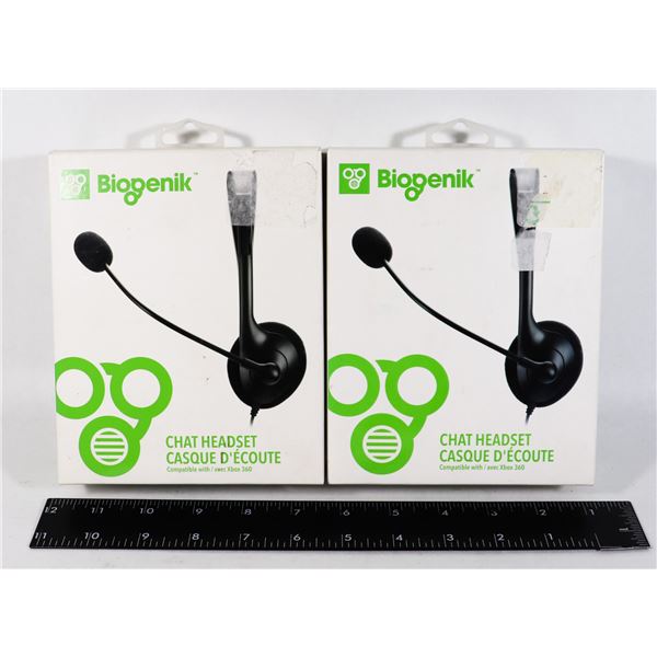 TWO BIOGENIK XBOX 360 WIRED CHAT HEADSETS