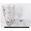 Image 1 : CRYSTAL VASE AND CRYSTAL CANDLE HOLDERS