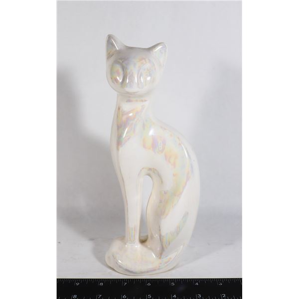 IRIDESCENT CERAMIC CAT FIGURE MADE IN TAIWAN