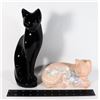 Image 1 : TWO CERAMIC CAT FIGURES, BLACK CAT HAS SMALL