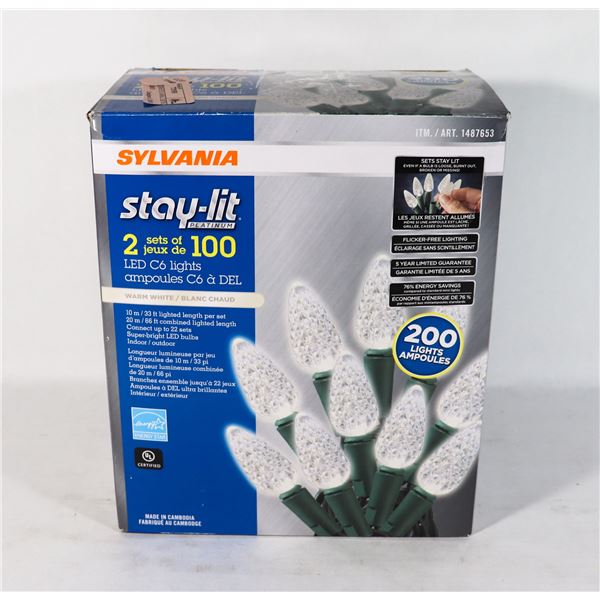 STORE RETURN SYLVANIA 2 SETS OF 100 LED LIGHTS