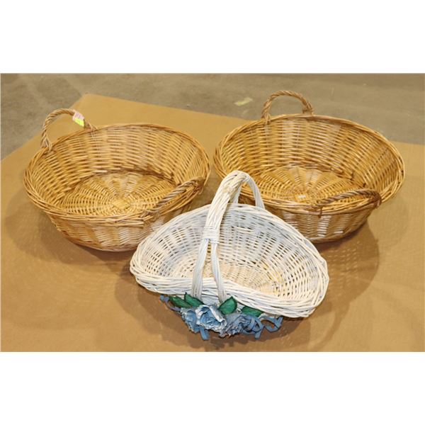 LOT OF 3 WOOD BASKETS