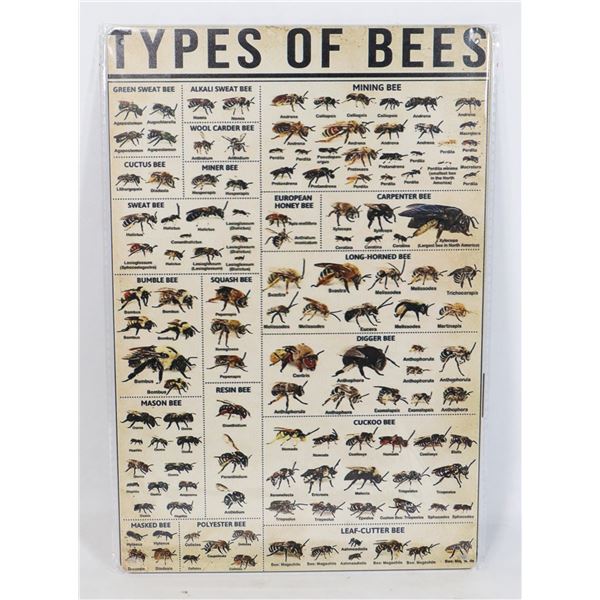 NEW TYPES BEES METAL SIGN
