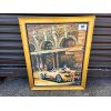 Image 1 : Large painting of Paris Hotel with woman leaning on Ferrari 