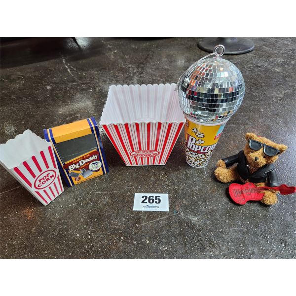 Popcorn Containers , Small Disco Ball, Rocking Teddy