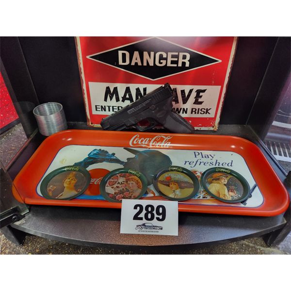 Coca-cola tray,man cave sign , air pistol