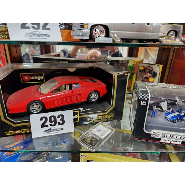1/18 scale die-cast Ferrari 1984 Testarossa 
1/64 Shelby die-cast 