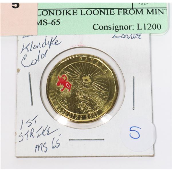 2021 KLONDIKE LOONIE FROM 1ST STRIKE MINT ROLL MS-65