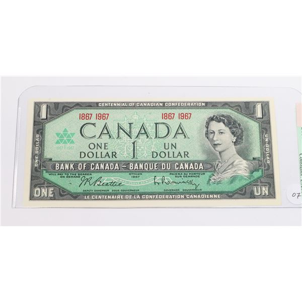 1867-1967 $1 BILL GEM-UNC 65 FROM 100 PACKAGE