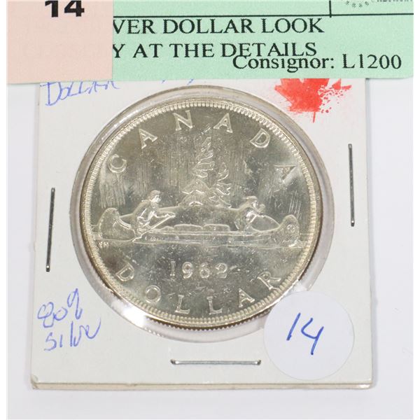 1962 SILVER DOLLAR LOOK CLOSELY AT THE DETAILS
