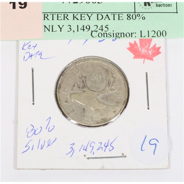 1938 QUARTER KEY DATE 80% SILVER ONLY 3,149,245