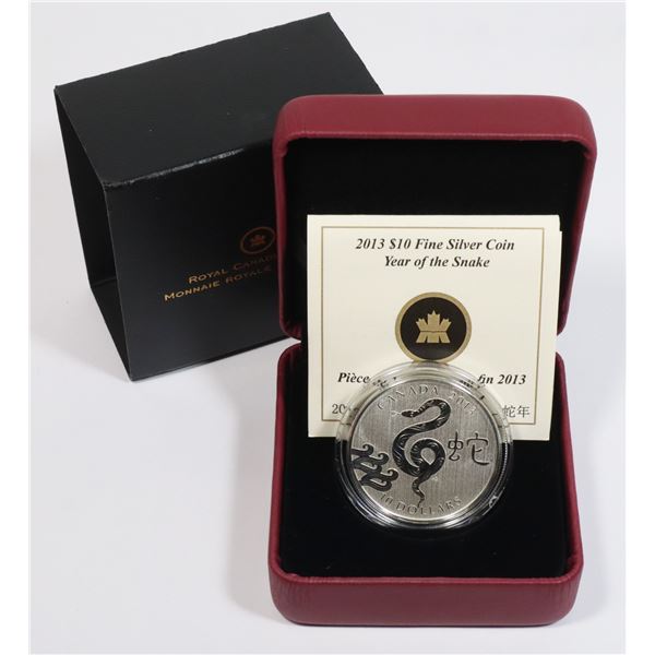 2013 CANADIAN FINE SILVER $10 YEAR OF THE SNAKE