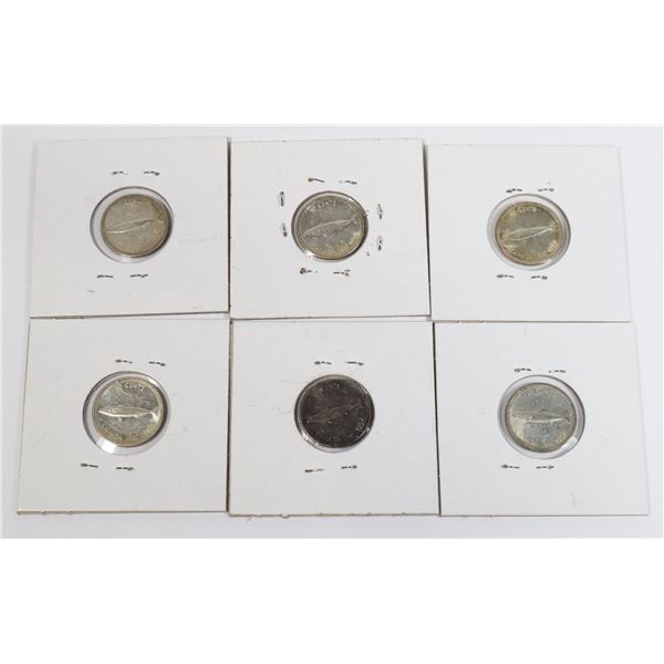 (6) 1967 CENTENNIAL FISH DIMES 80% SILVER