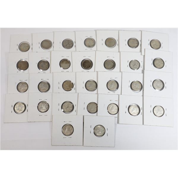 (30) DIMES 1954 TO 1966 80% SILVER